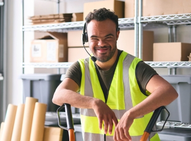 photo of a man working in a warehouse